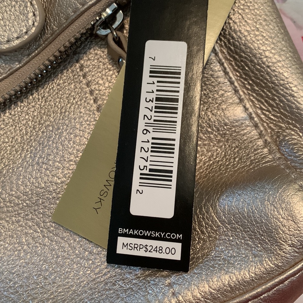 NWT B. Makowsky Leather Metallic Bag - Picture 12 of 12